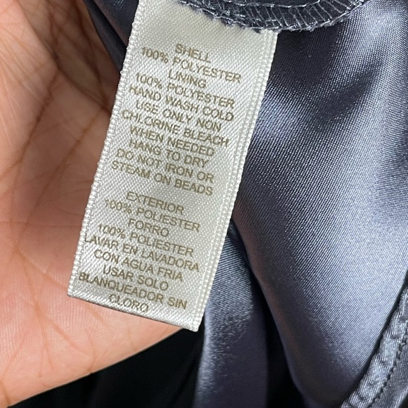 Eliza J Beaded Halter Tiered Chiffon Gray Gown Size 6 - Picture 14 of 15